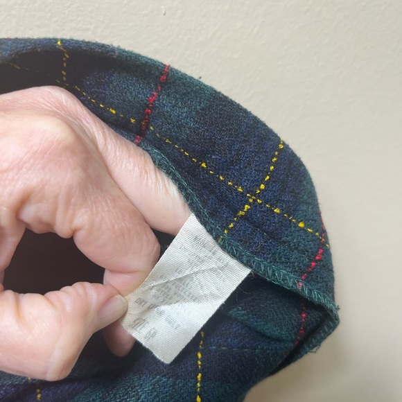Vintage Wool Blend Pleated Green Scottish Tartan Plaid Skirt 6P Dark Academia - Picture 9 of 11